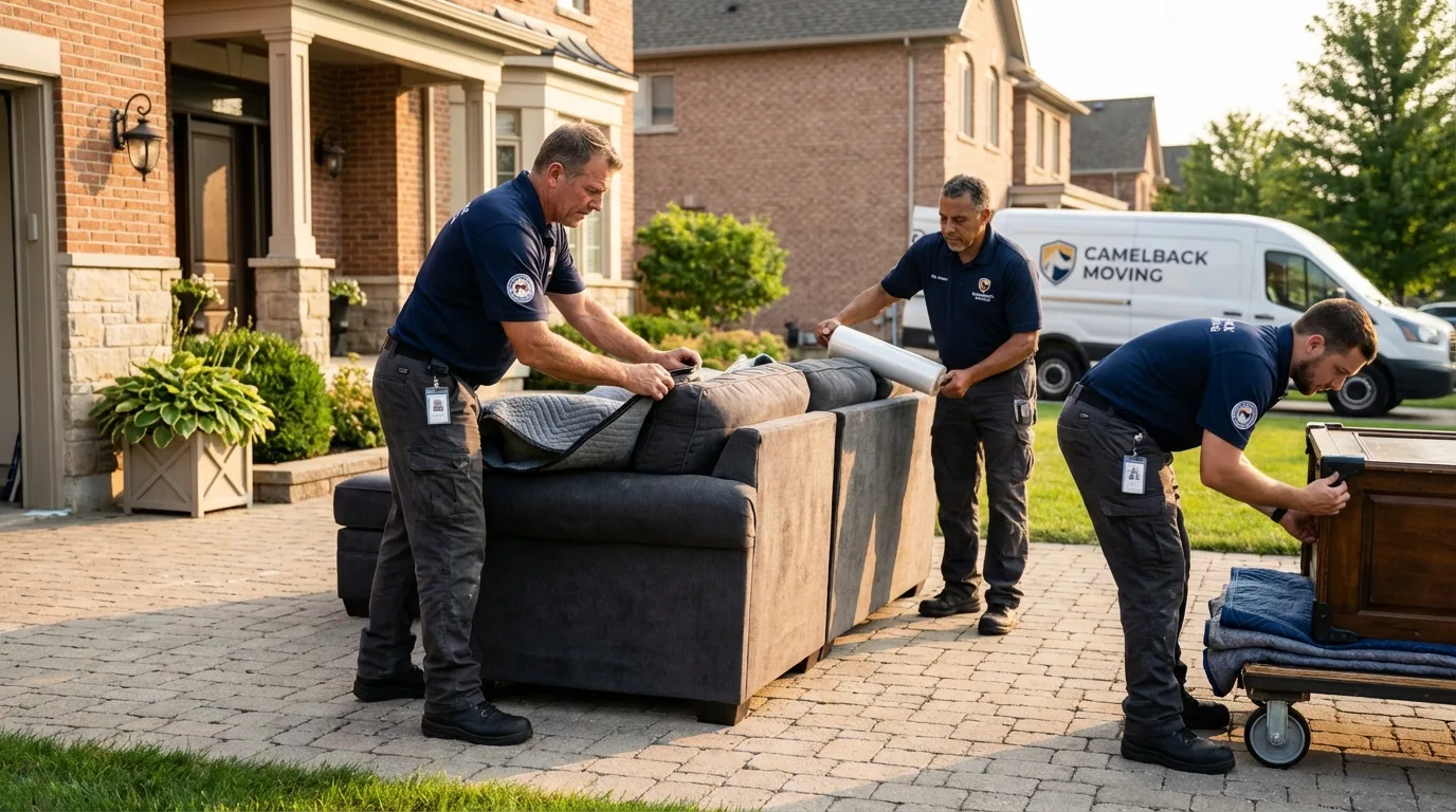 Large estate moving crew wrapping furniture in Cooper, TX